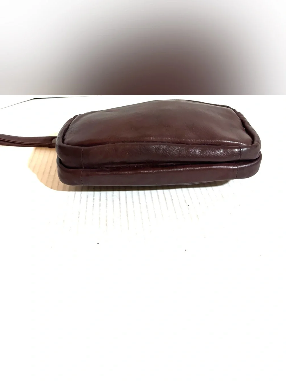 Classic unisex vintage Brown Leather Wristlet wallet clutch